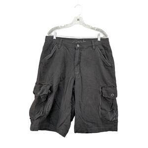 Mens Vurt Cargo Shorts Size 34 Black Pockets 100% Cotton Logo